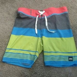 Pipeline Orange, Green, Blue & Gray Board Shorts
